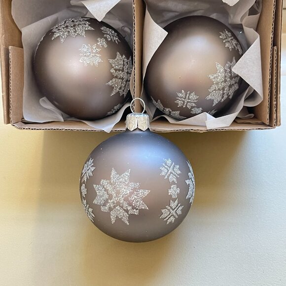 New Vitbis Ornaments Set of 6 Poland Glass Silver Snowflakes Christmas Tree - Picture 4 of 5